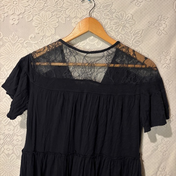 Xhilaration Black Lace Shoulder Babydoll Dress Boho Flowy Mini - Picture 5 of 6